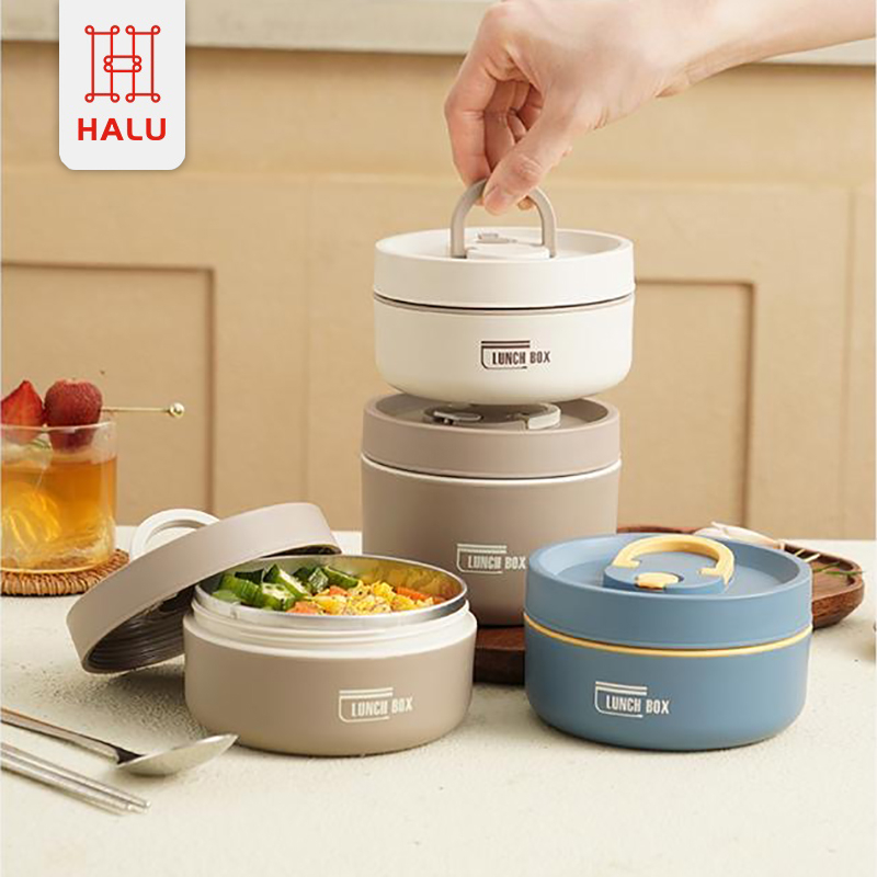 Jual HALU Round Lunch Box Tempat Makan Tahan Panas Kotak Makan Portable