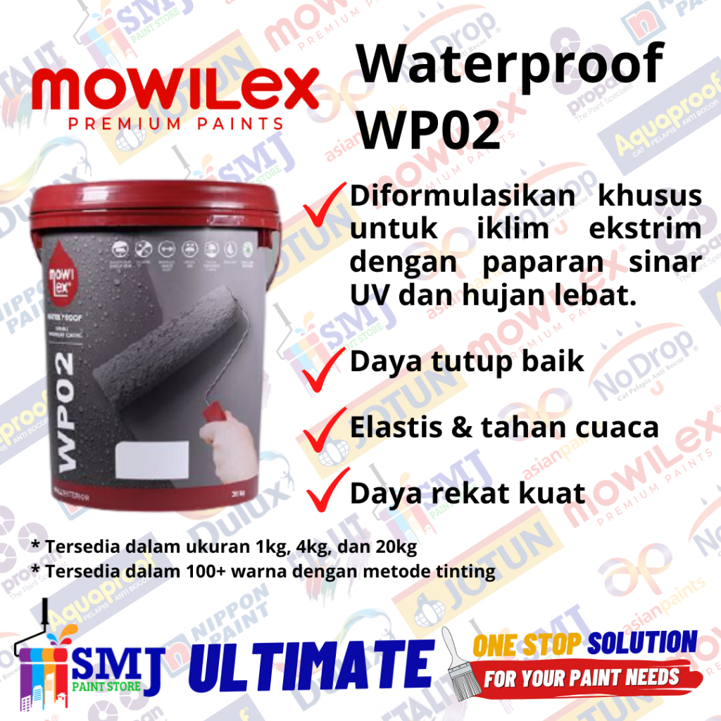 Jual Cat Tembok Eksterior Pelapis Anti Bocor Mowilex Waterproof Wp02 Warna Tinting 4kg Shopee 6953