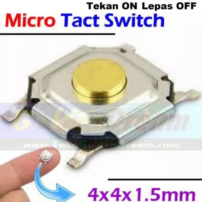 Jual Micro Tact Switch 4x4x1.5 mm Saklar Micro On Off Momentary SMD ...