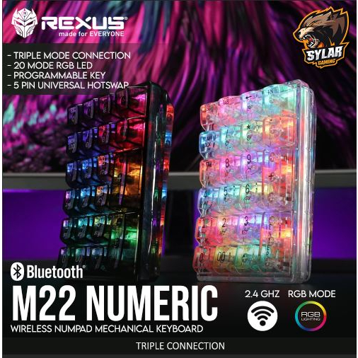 Jual Rexus Daxa M22 Numeric Wireless Mechanical Keyboard | Shopee Indonesia