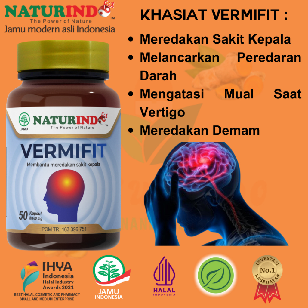 Jual Herbal Vermifit Naturindo Jamu Vertigo Sakit Kepala Sebelah Pusing