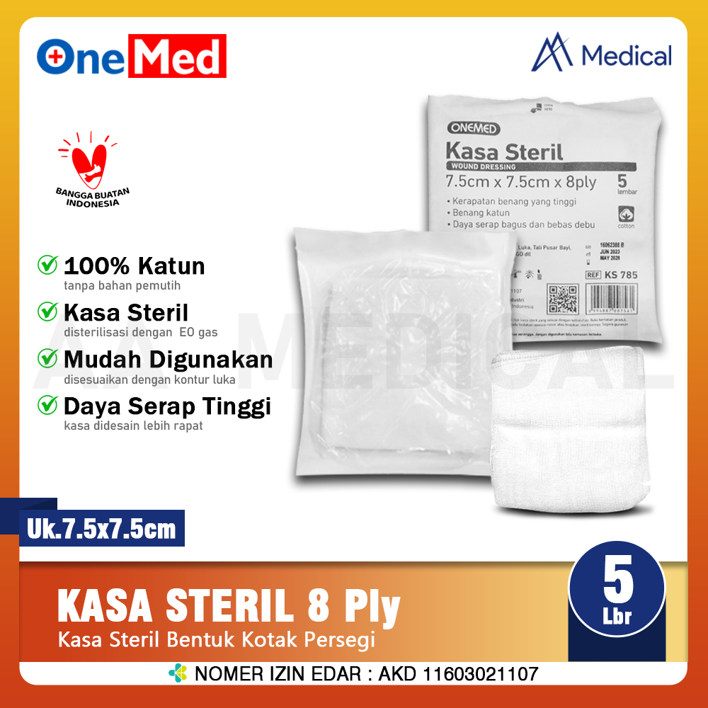 Jual Onemed Kasa Steril 785 Kasa Hidrofil Perban 7 5x7 5cm 8 Ply Isi 5