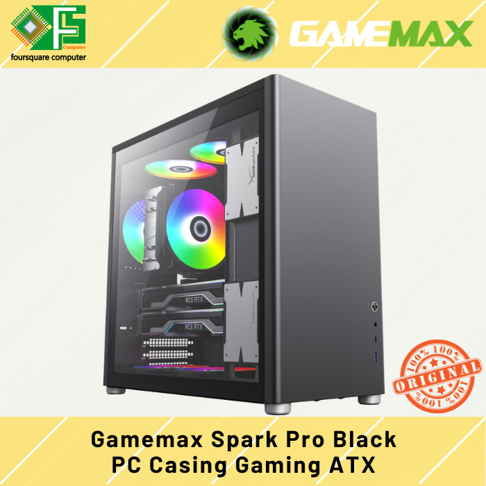 Jual PC Casing Gamemax Spark Pro Black ATX Komputer Case Tempered Glass ...