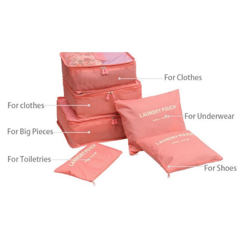 Jual TRAVEL BAG POUCH LAUNDRY POUCH / SECRET POUCH ( 1 SET ISI 6 PCS ...