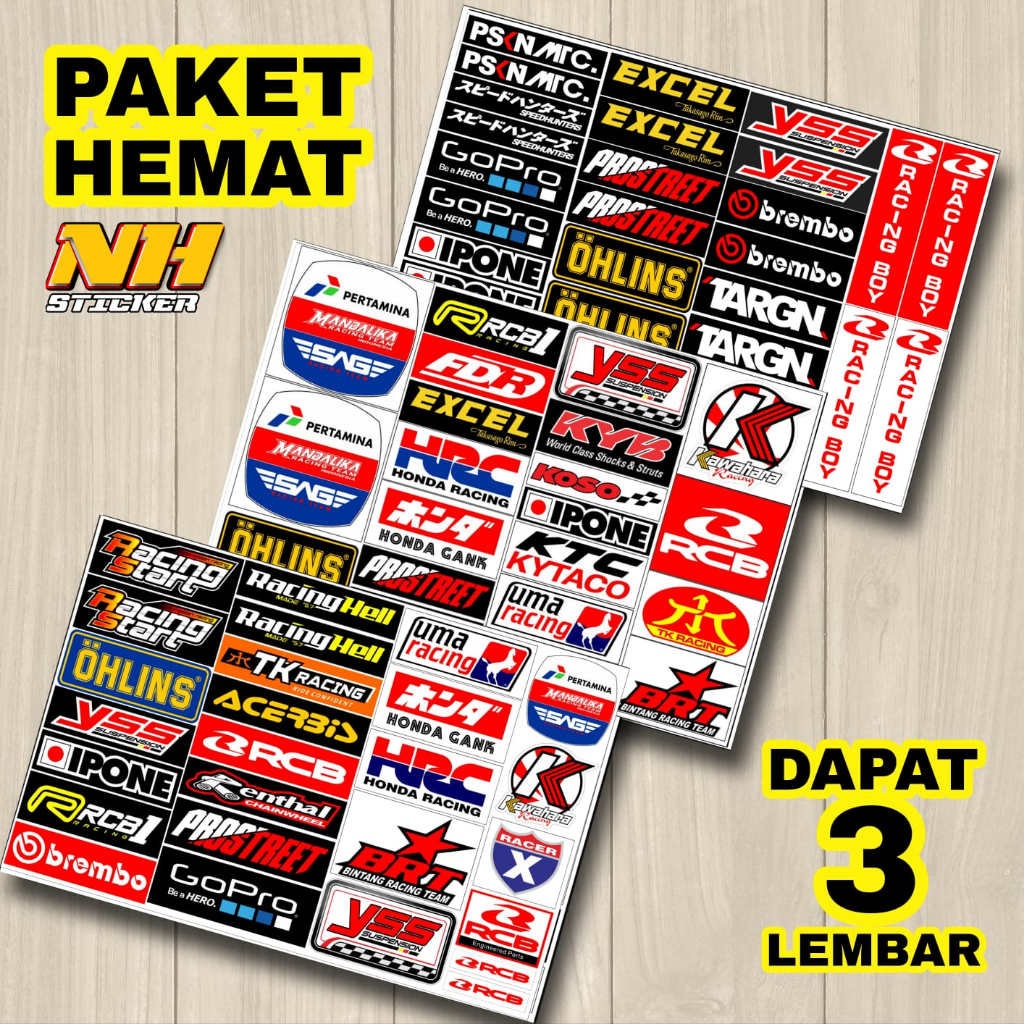 Jual Stiker Motor Pack Sticker Racing Variasi Paket Hemat 3 Lembar ...