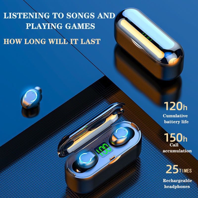 Jual TWS earphone Bluetooth 5.1Hifi sound F9 F95 headset Wireless