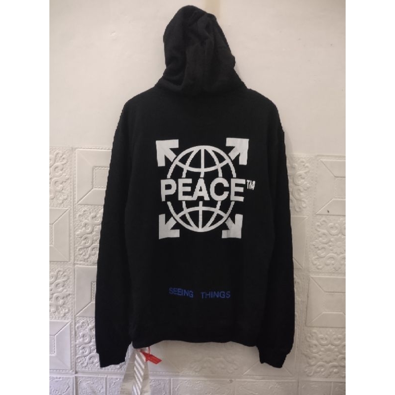 Jual Off white edition peace hoodie second brand Shopee Indonesia