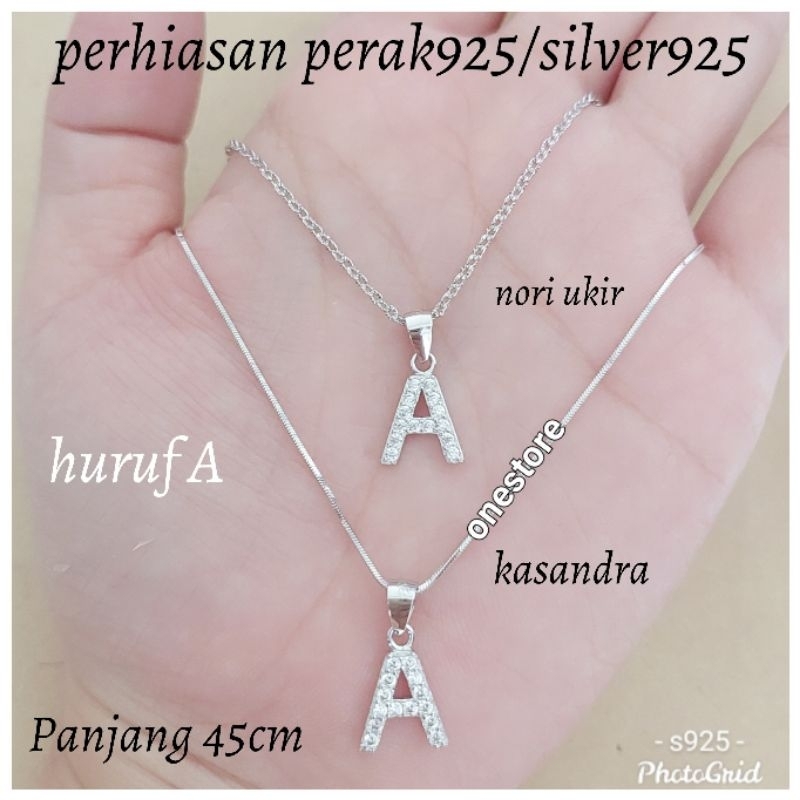 Jual Kalung Perak Silver Asli Lapis Emas Putih Kalung Huruf Inisial Abjad Klgb