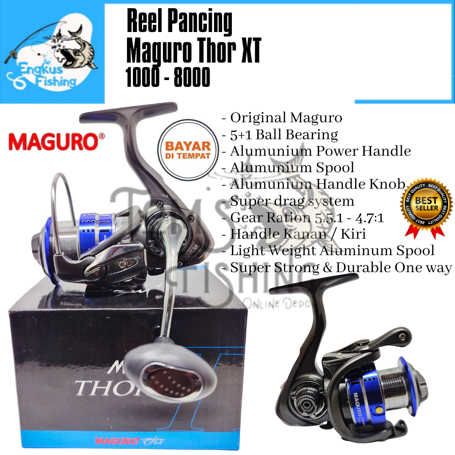 Jual Reel Pancing Maguro Thor XT 1000 - 8000 ( 5+1 Bearing ) Power Handle  Murah - Engkus Fishing