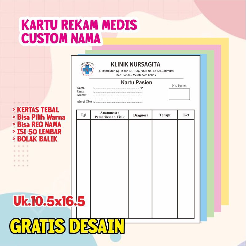 Jual Buku Periksa Kartu Pasien Isi 50pcs Kartu Rekam Medis Shopee Indonesia 