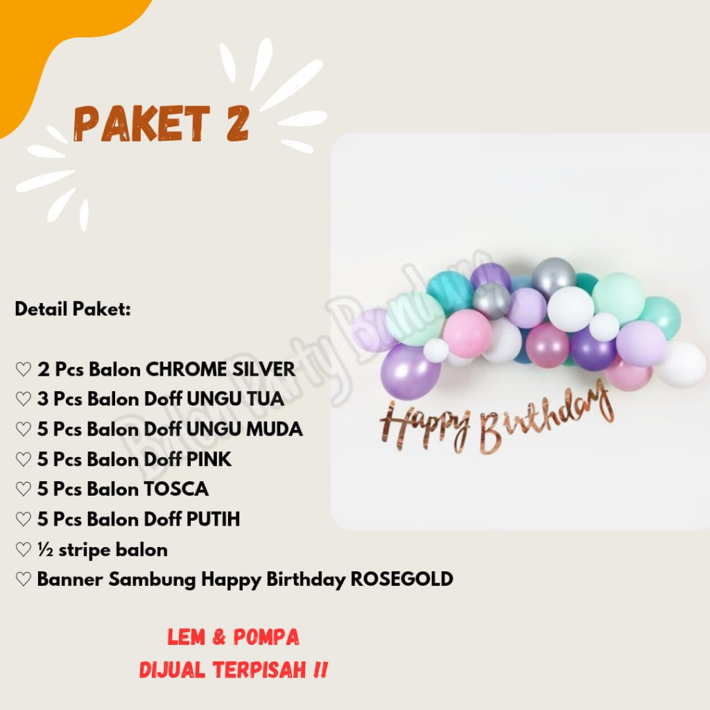 Jual BALON PARTY Paket Balon Garland Retro (GR02) / Sage Banner Happy ...