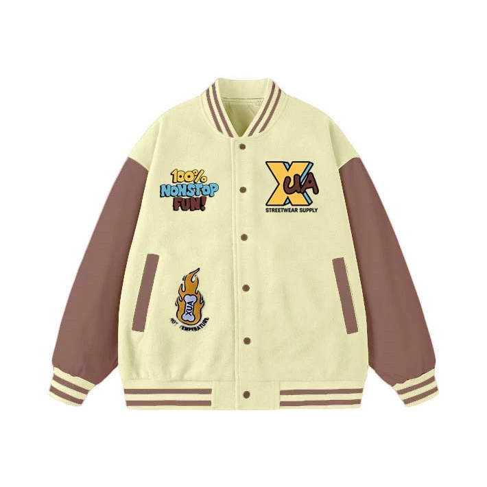X Urband Absolute Jaket Daily Varsity Baseball Unisex Cream Series - foto 1