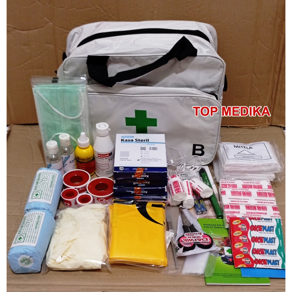 Jual Tas P3K Tipe B Putih / First Aid Kit Type B White Bag Lengkap ...