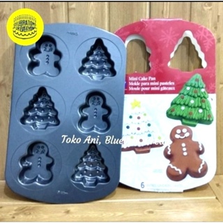 Wilton Gingerbread Man Christmas Tree Non Stick Mini Christmas Cake Pan  6-Cavity