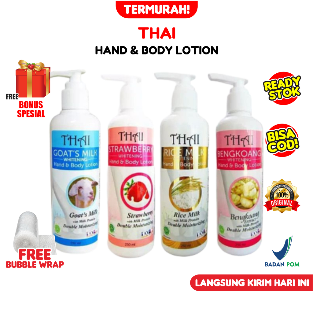 Jual THAI Hand Body Lotion Goats Milk 250ml | Bengkoang | Strowberry ...
