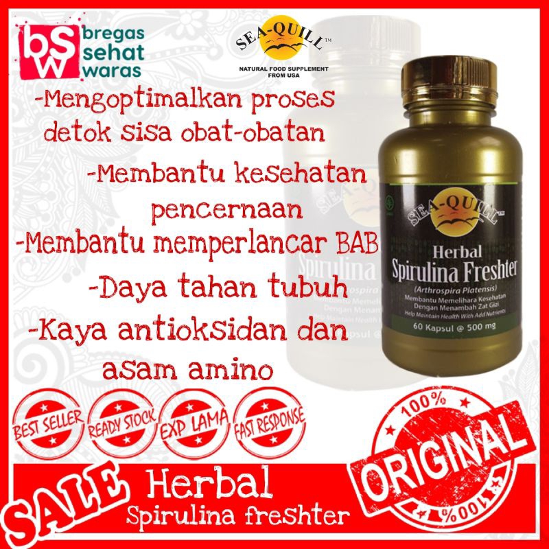 Jual Sea Quill HERBAL SPIRULINA ISI 60, HERBAL PENCERNAAN, DAYA TAHAN
