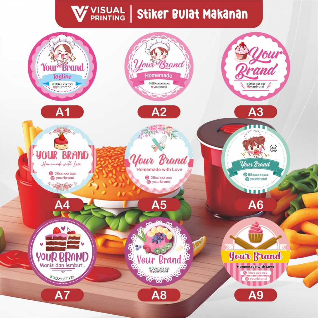 Jual Cetak Stiker Label Makanan Custom Nama Sudah Cutting Tidak