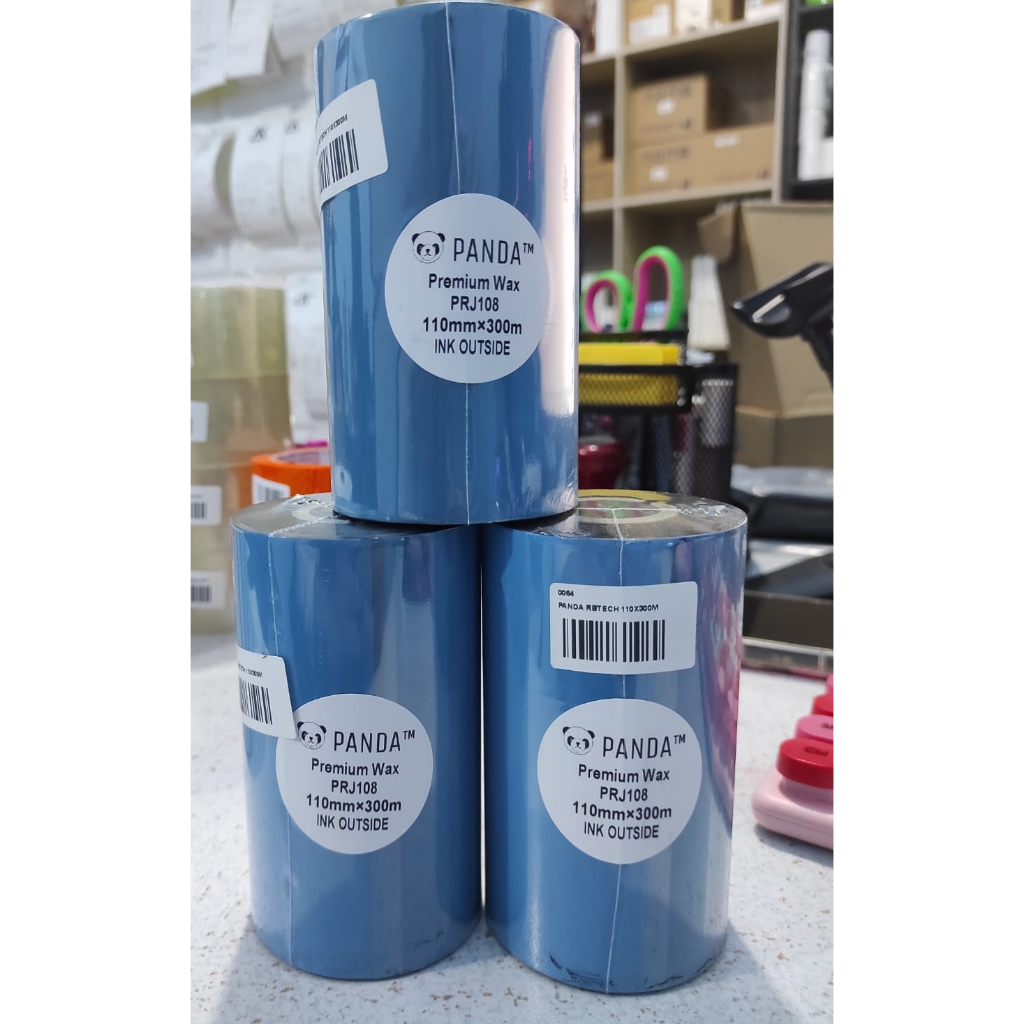 Jual PANDA PREMIUM WAX 110X300 OUT BARCODE RIBBON PRINTER LABEL SATO ...