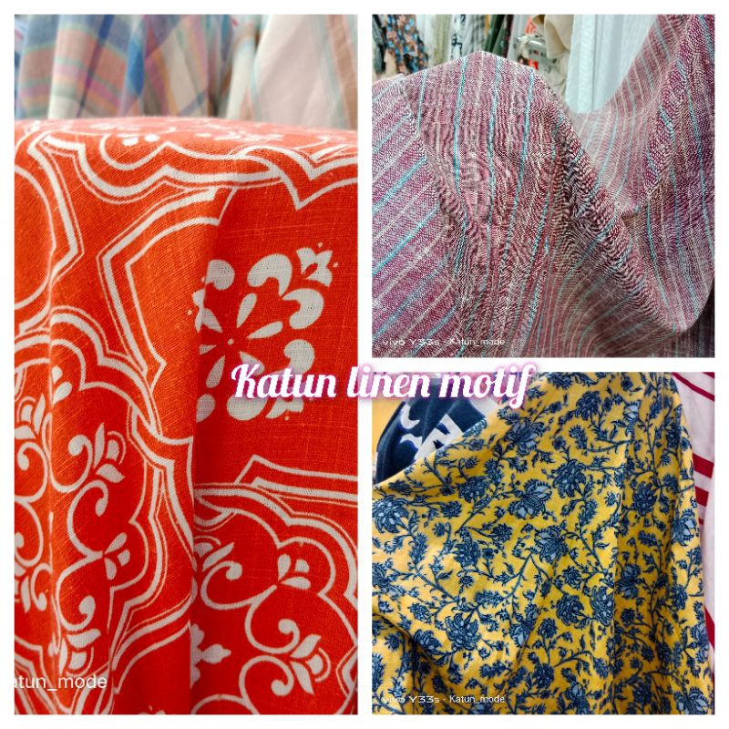 Jual Bahan Kain Katun Linen Motif /salur Dll Harga (satu Meter ...