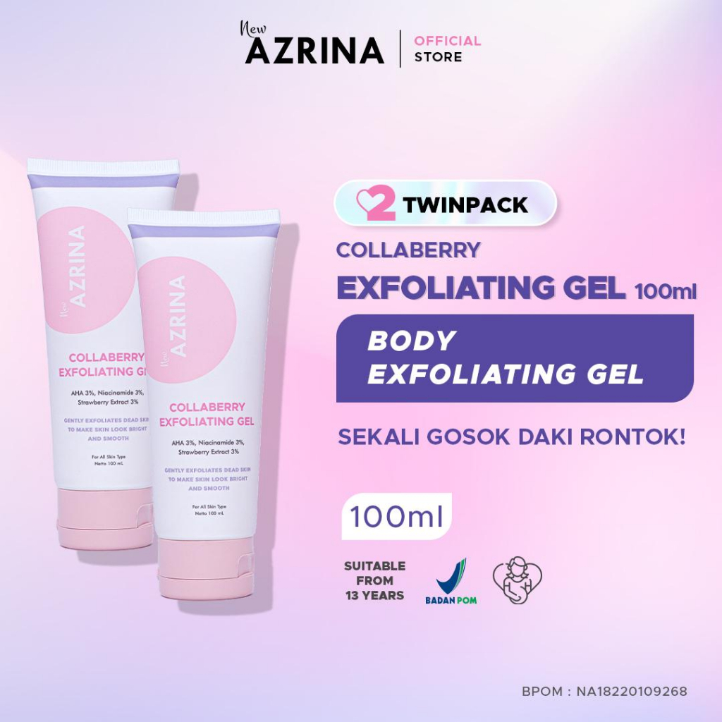Jual Azrina Twinpack Collaberry Exfoliating Gel Eksfoliasi Wajah Dan