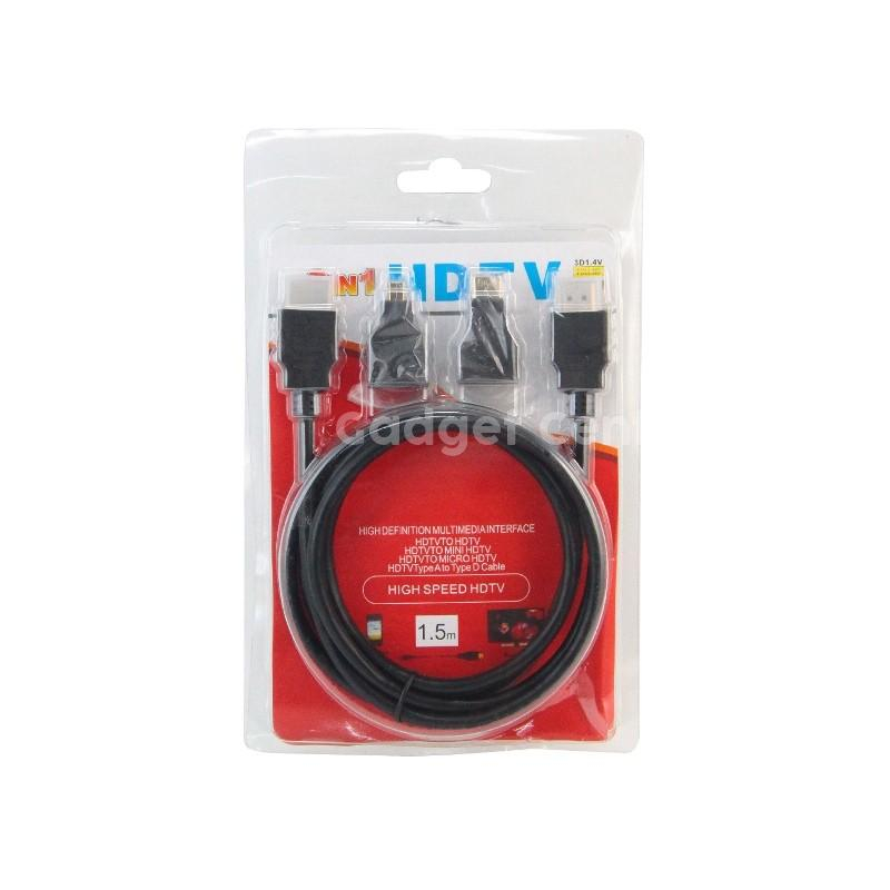 Jual Kabel HDTV (H-DMI) 3 in 1 Set ( Mini H-DMI, Micro H-DMi, H-DMI ...
