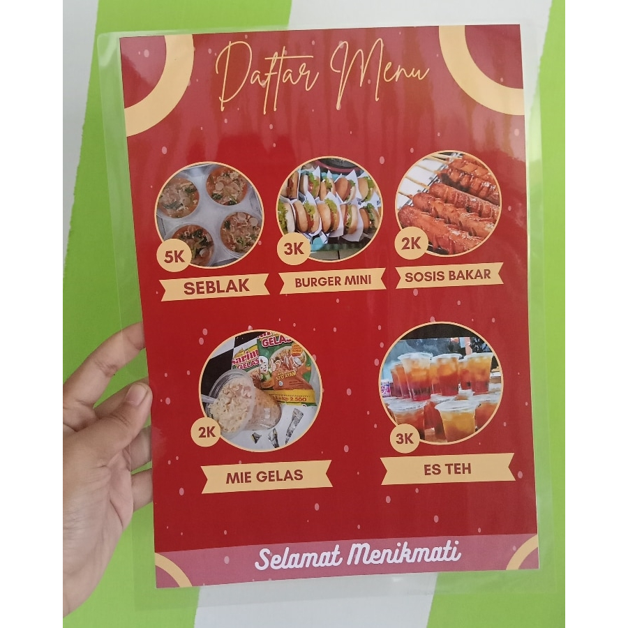 Jual Cetak Daftar Menu Cafe Warung Makan Laminating Daftar Menu