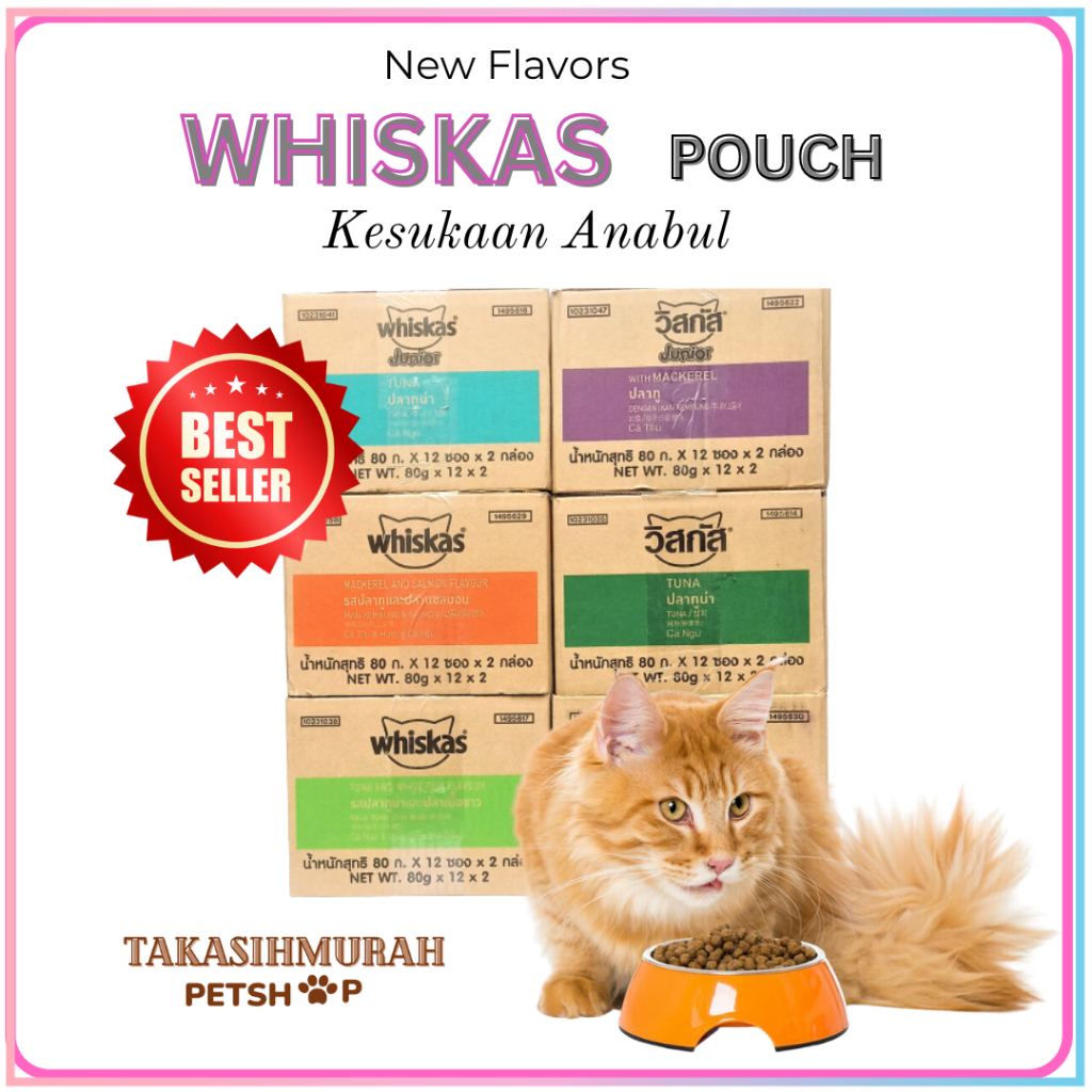 Jual WHISKAS POUCH 1 dus box karton makanan kucing basah isi 24 sashet