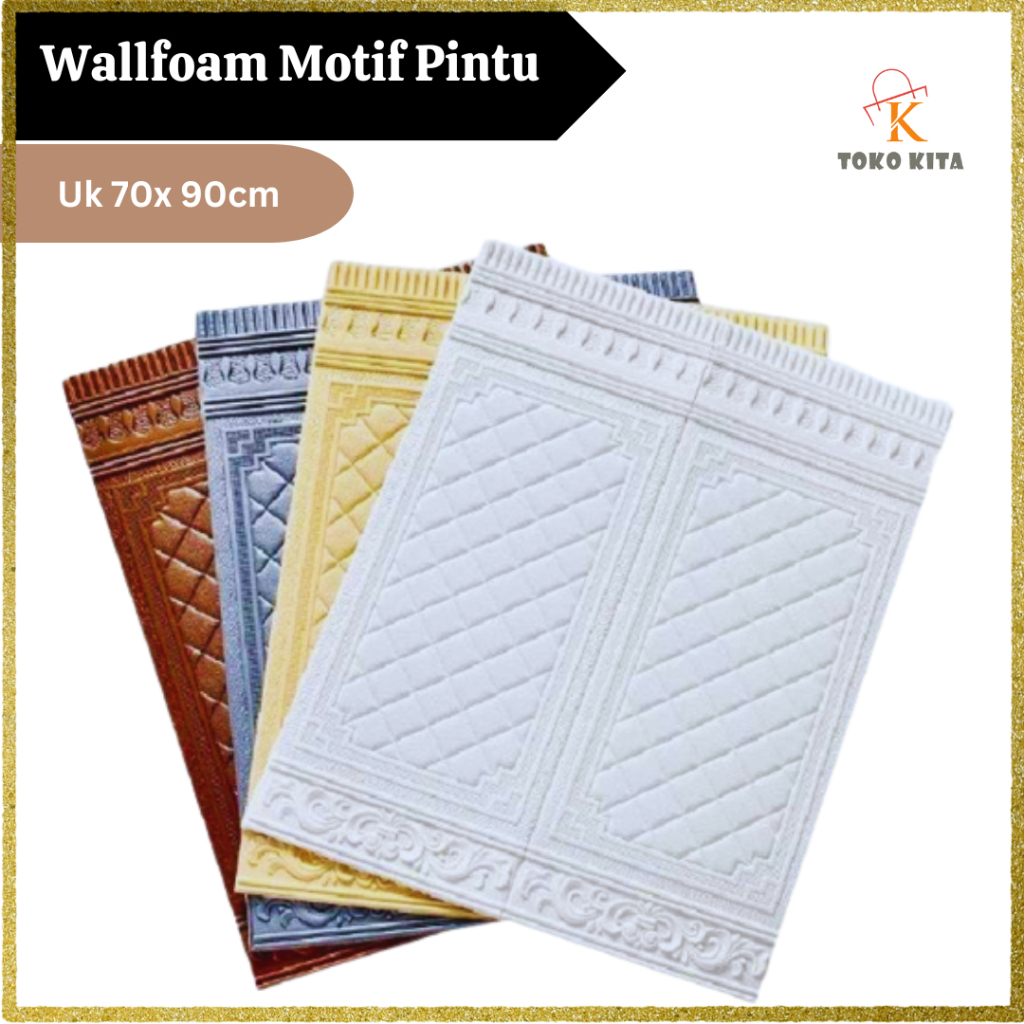 Jual Wallpaper FOAM / Wallfoam Dinding 3D Motif PINTU JATI 70X90 CM
