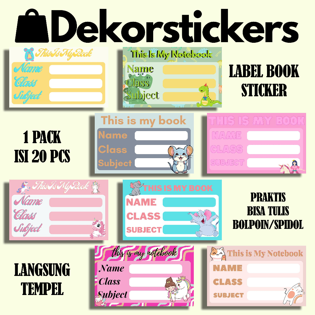 Jual Pcs Sticker Label Nama Buku Pcs Stiker Mapel Custom