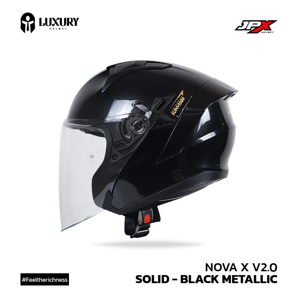 Jual Helm JPX Nova X V2.0 Solid Black Metallic Half Face