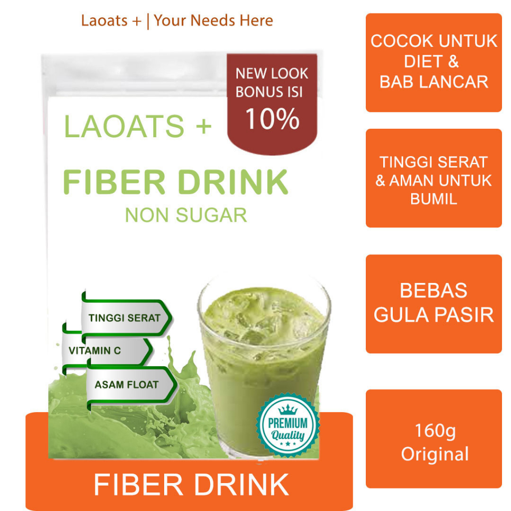 Jual Fiber Drink Laoats (200g) Shopee Indonesia