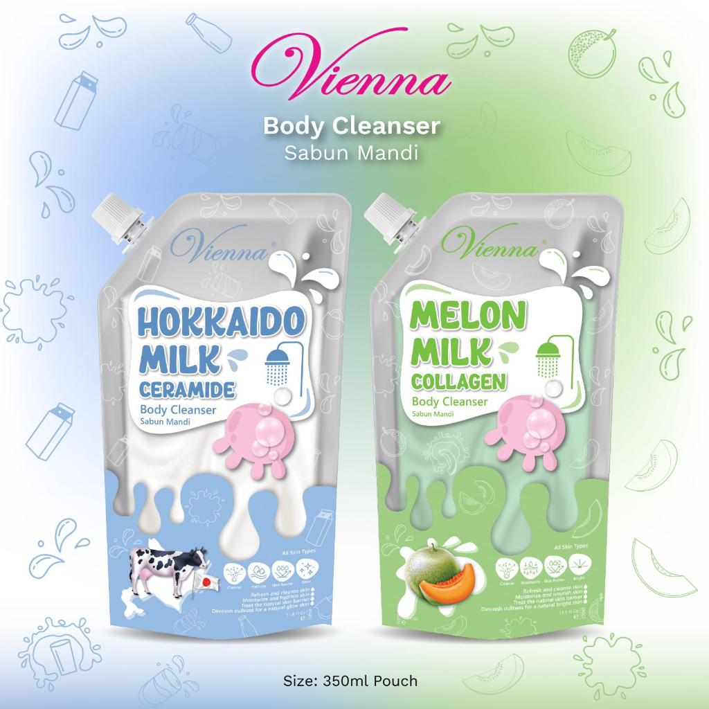 Jual VIENNA BODY CLEANSER 350ML HOKKAIDO MILK CERAMIDE / MILK MELON