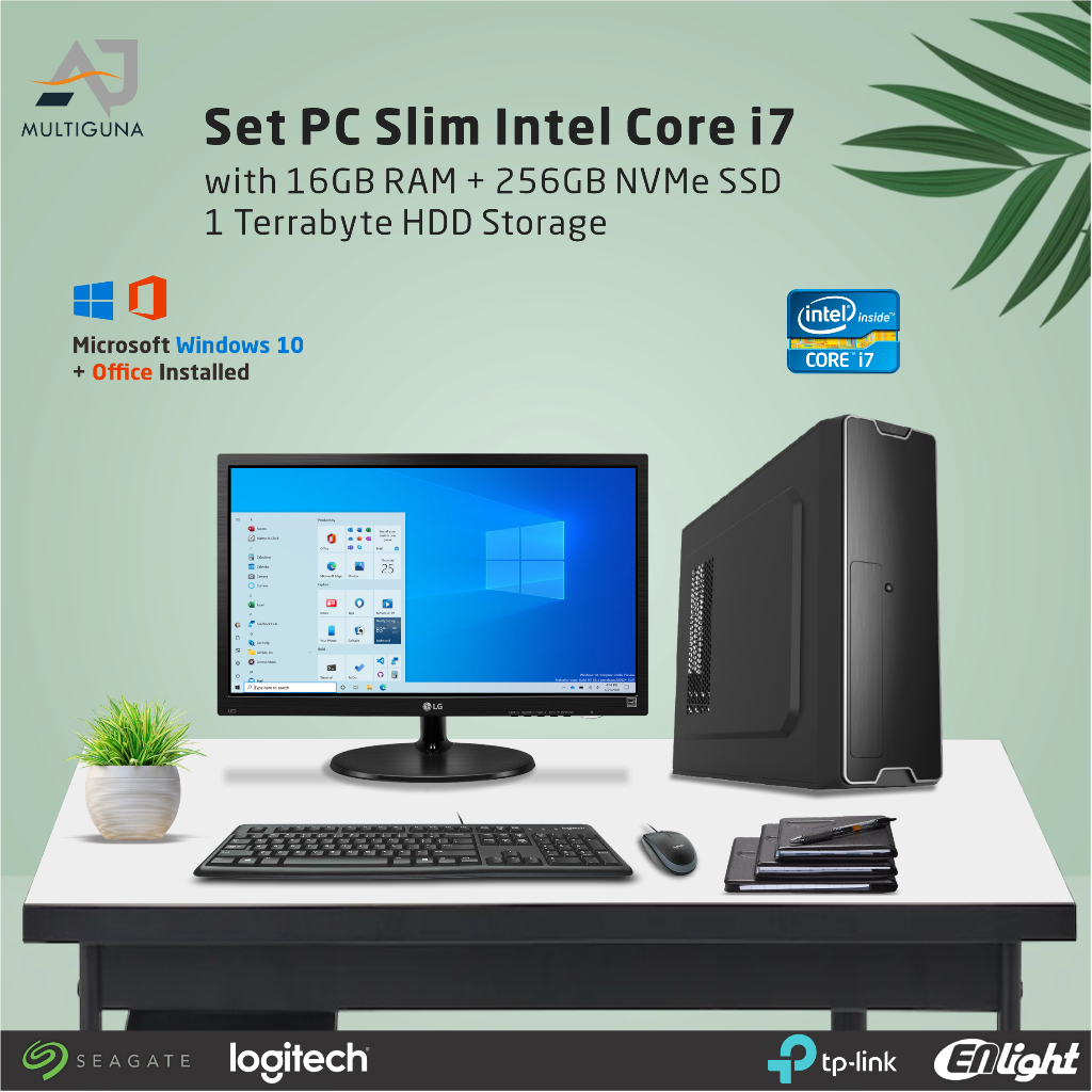 Jual Set PC Slim Intel Core i7 RAM 16GB SSD Rakitan Office | Shopee ...