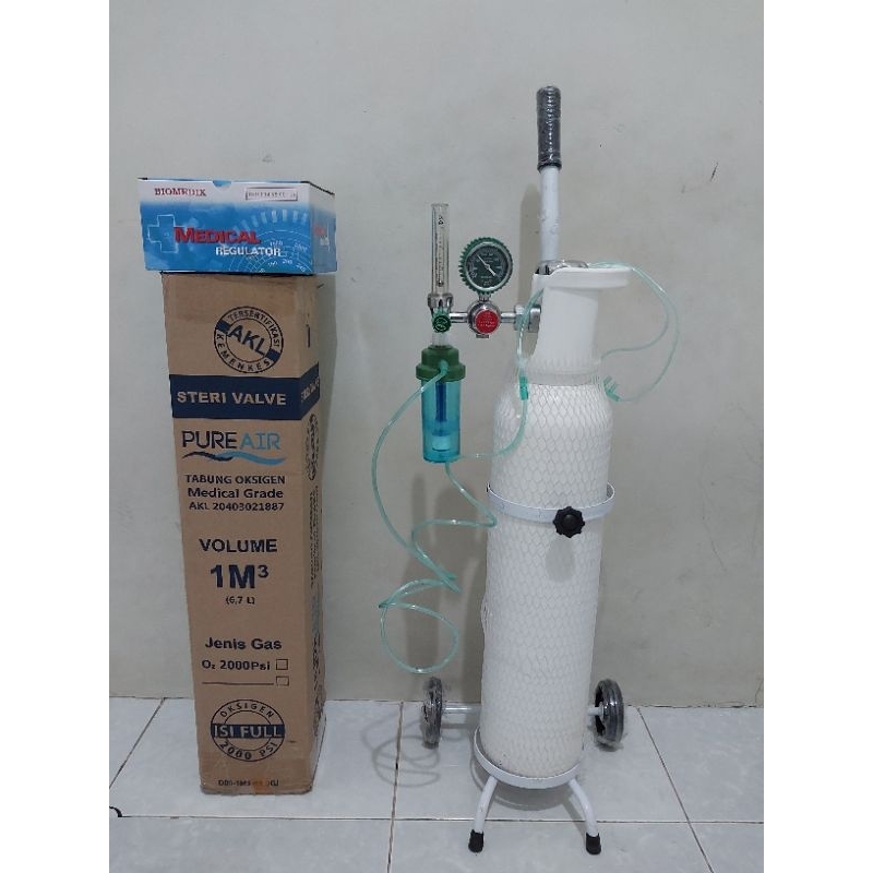 Jual Tabung Oksigen 1m3 Lengkap Tabung Troly Regulator Selang Shopee Indonesia 