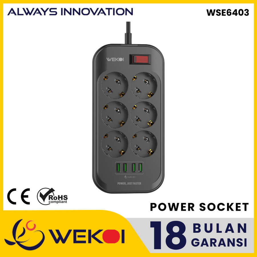 Jual Wekoi Power Strip Stop Kontak Eu Power Socket Smart Usb Port Garansi Tahun Wse