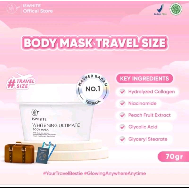 Jual 70gr ISWHITE ULTIMATE WHITENING BODY MASK MASKER BADAN Shopee