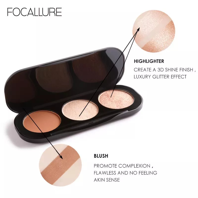 Jual Focallure Trio Blush Highlighter Powder Palette Shopee Indonesia