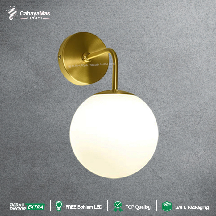 Jual Lampu Hias Dinding Indoor Bulat Bola Kaca Minimalist Modern Nordic Kontemporer Gold