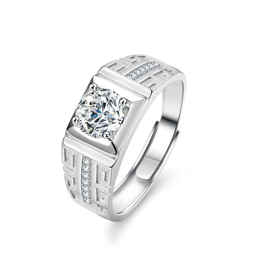 Jual Cincin Pria Perak Sterling Silver 925 Terbaru Batu Berlian