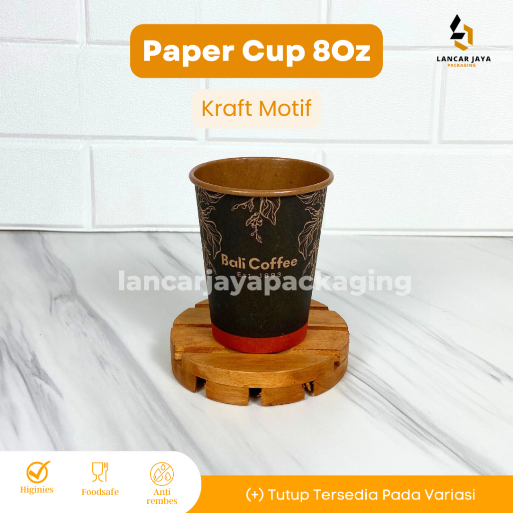 Jual [50 PCS] Paper Cup 8 Oz 240ml Gelas Kertas Teh Kopi Tahan Panas ...