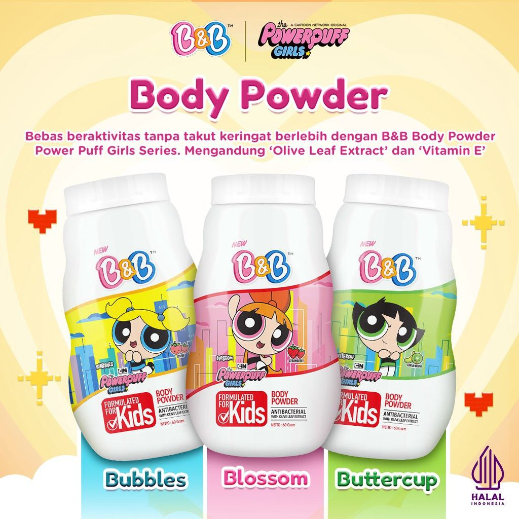 Jual B&B Baby Powder The POWERPUFF Girl 150gr | Shopee Indonesia