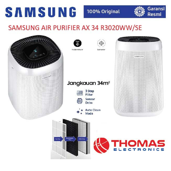 Jual SAMSUNG AIR PURIFIER AX 34 R3020WW SE KAPASITAS 34 m persegi AX 34 R 3020 WW SE GARANSI RESMI Shopee Indonesia