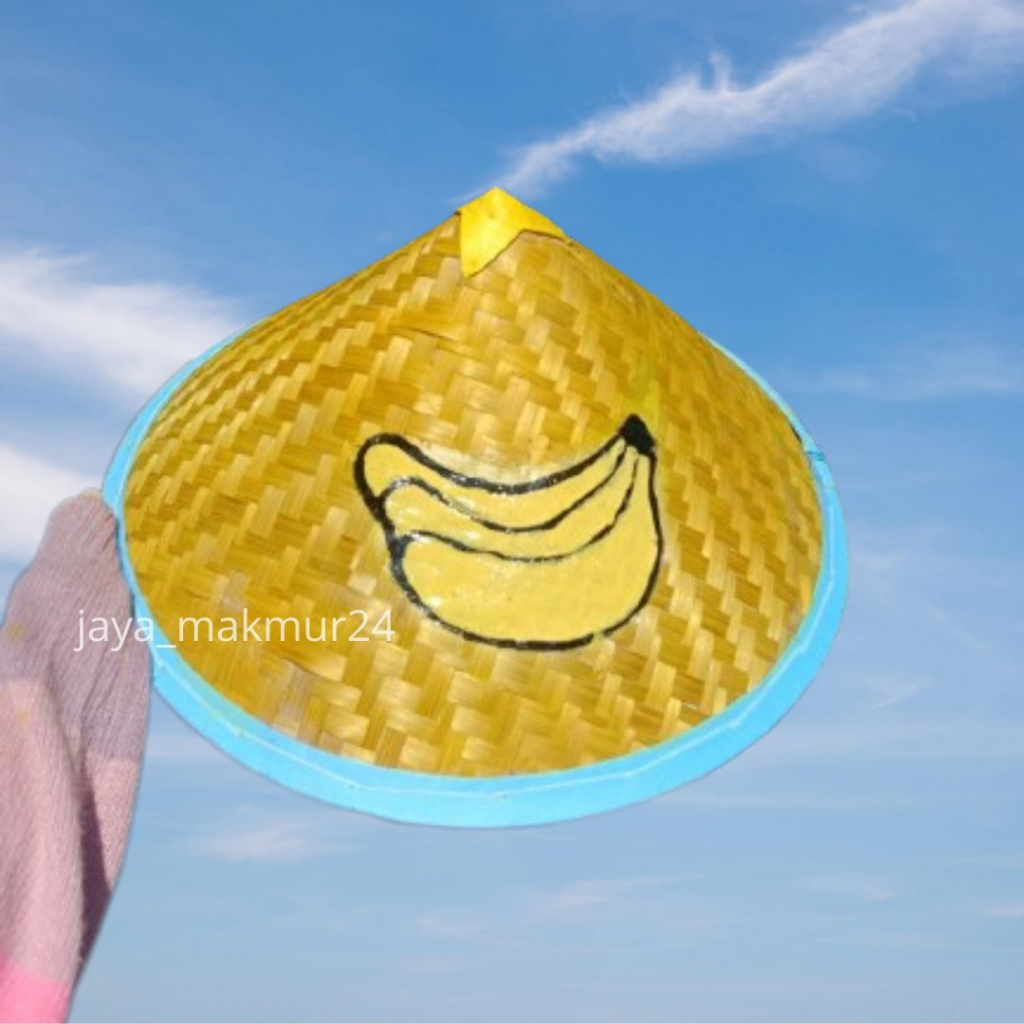 Jual Caping Gambar Pisang Banana / Topi Caping Lukis Anak Buah Buahan