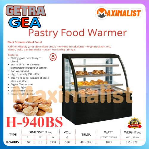Jual Getra H-940BS H-950BS H-960BS Pastry Food Warmer Kabinet ...