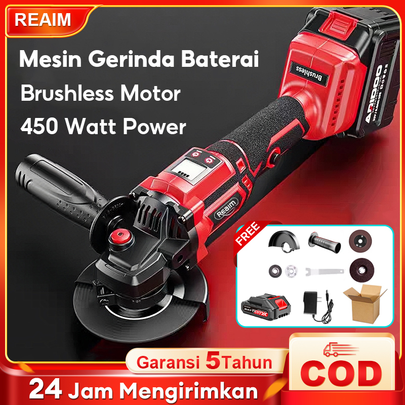 Jual Reaim Baterai Alat Mesin Angle Gerinda Baterai Cordless Brushless Inch W Grinder