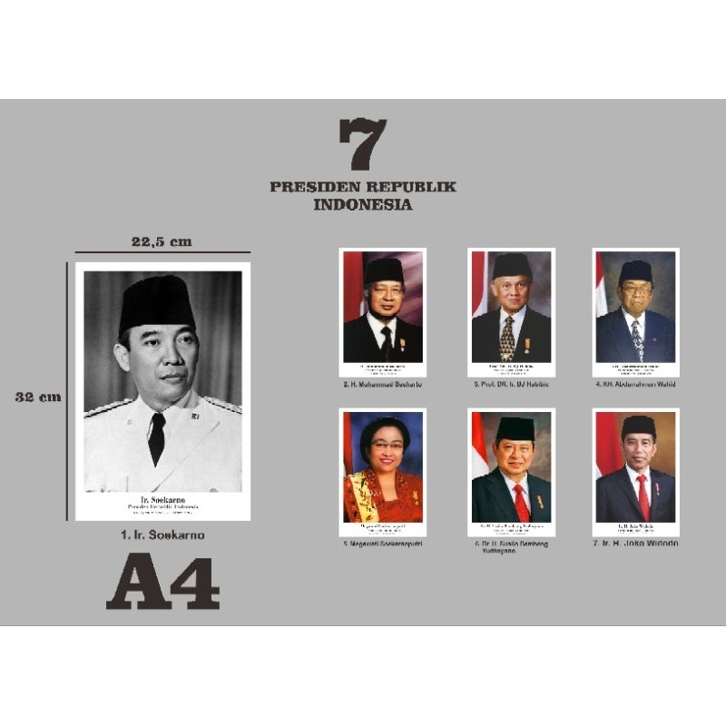 Jual Poster Presiden 1-7 (1Set Isi 7 Lembar) (A4) | Shopee Indonesia