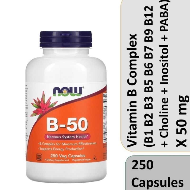 Jual Now Foods Vitamin B B50 B-50 Complex Komplek B1 B7 B5 B2 B3 B6 B9 ...