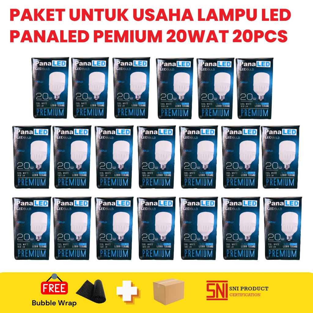 Jual Lampu Led 20 Watt 20pcs Panaled Premium Sni Putih 20 Pcs Bohlam