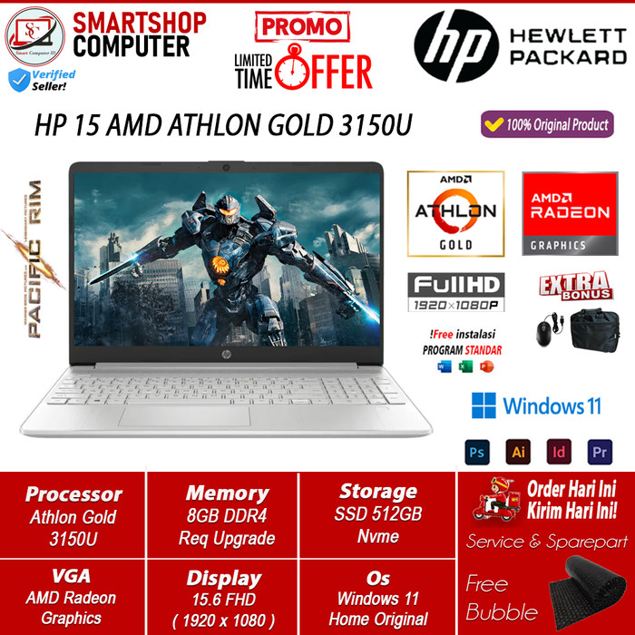 Jual Laptop Hp 15 AMD Athlon Gold 3150U 8GB 512GB SSD Amd Radeon ...