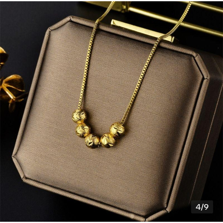 Jual Kalung Titanium Fashion Wanita Motif Boba Stainlees Style Anti